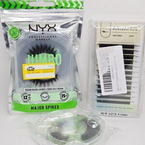 NEW 3 EYELASHES NYX JUMBO MAJOR SPIKES/ANNAFRIS 5D W EXTENSIONS/MINK LASHES?